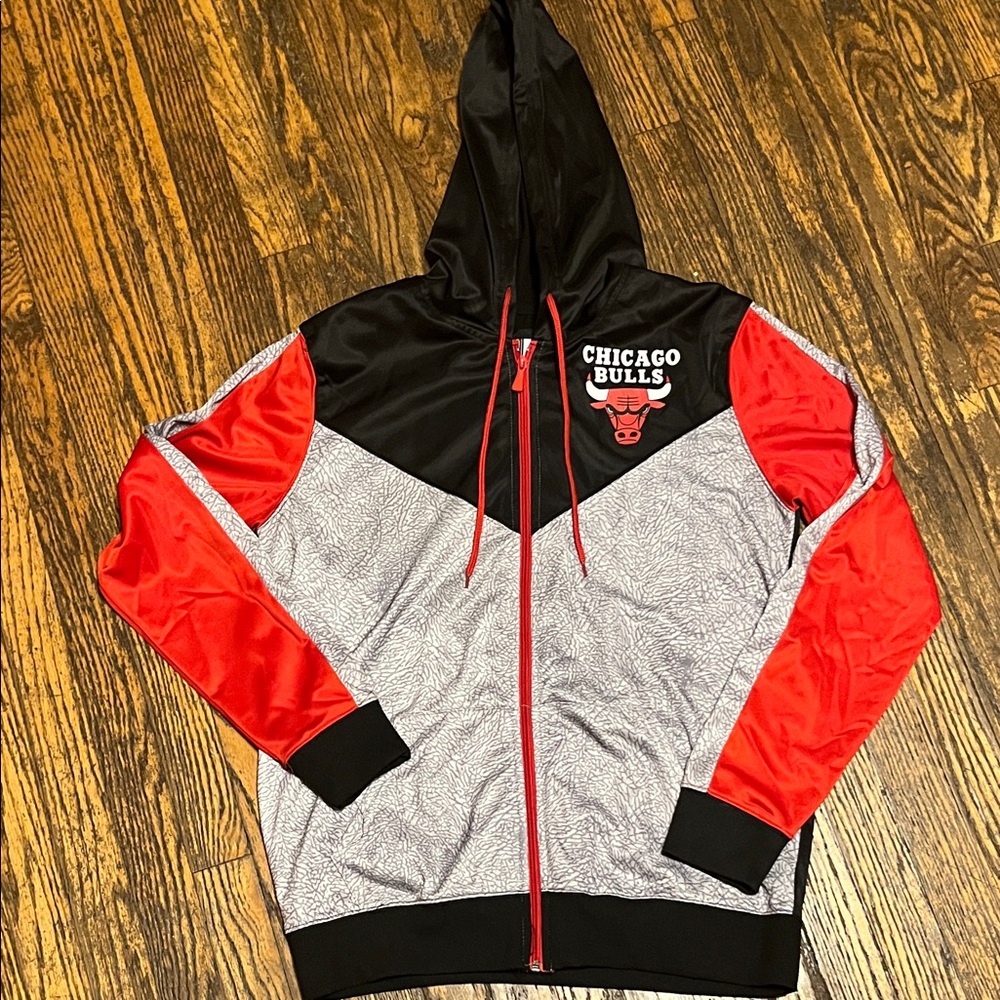 NBA Chicago Bulls Black and Red Lightweight Jacket